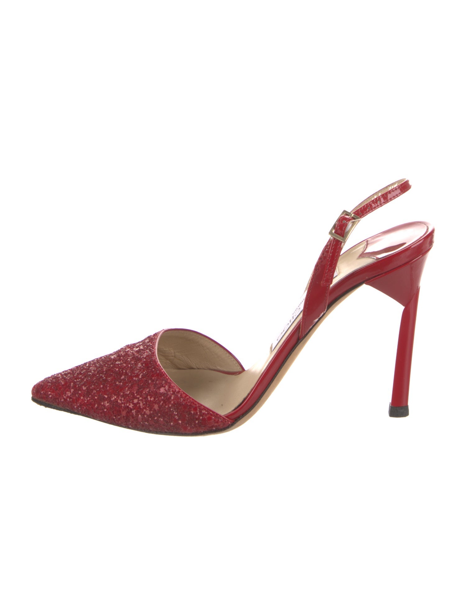 Jimmy Choo Patent Leather Glitter Accents Slingback Pumps