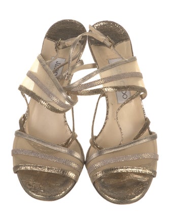 Jimmy Choo Mesh Glitter Accents Slingback Sandals