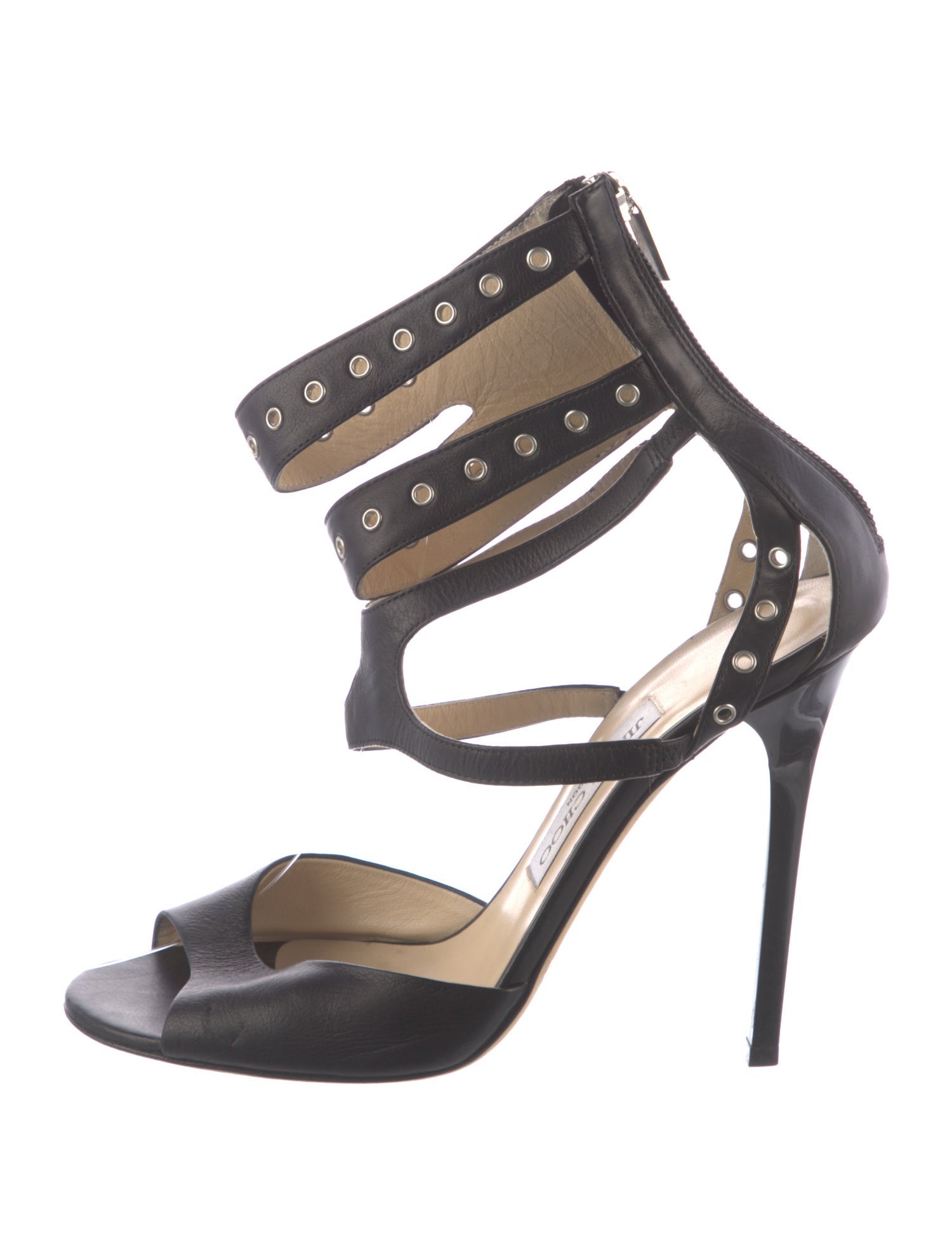 Jimmy Choo Leather Cutout Accent Gladiator Sandals