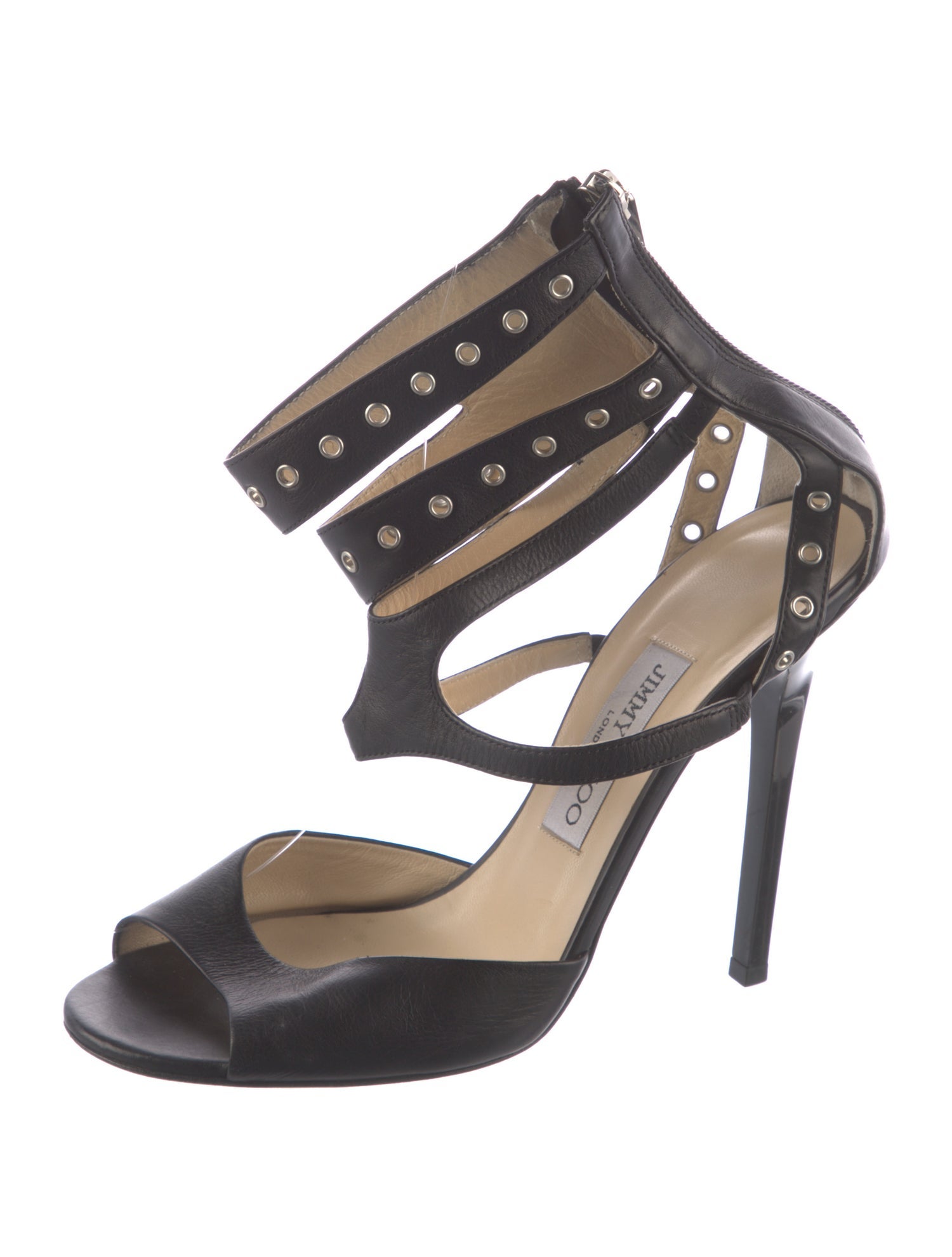 Jimmy Choo Leather Cutout Accent Gladiator Sandals