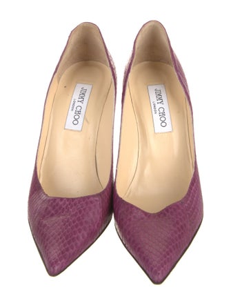 Jimmy Choo Python Leather Trim Embellishment Pumps