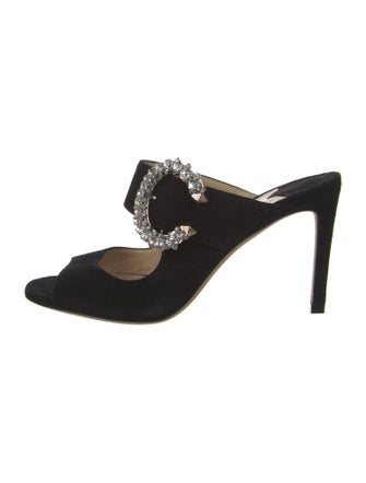 Jimmy Choo Suede Crystal Embellishments Slides
