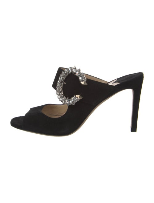 Jimmy Choo Suede Crystal Embellishments Slides
