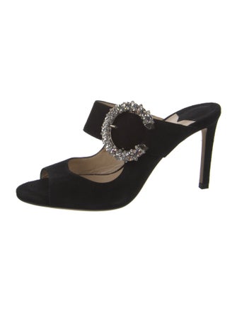 Jimmy Choo Suede Crystal Embellishments Slides