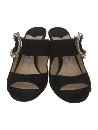 Jimmy Choo Suede Crystal Embellishments Slides