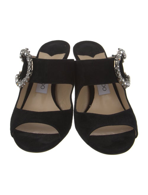 Jimmy Choo Suede Crystal Embellishments Slides