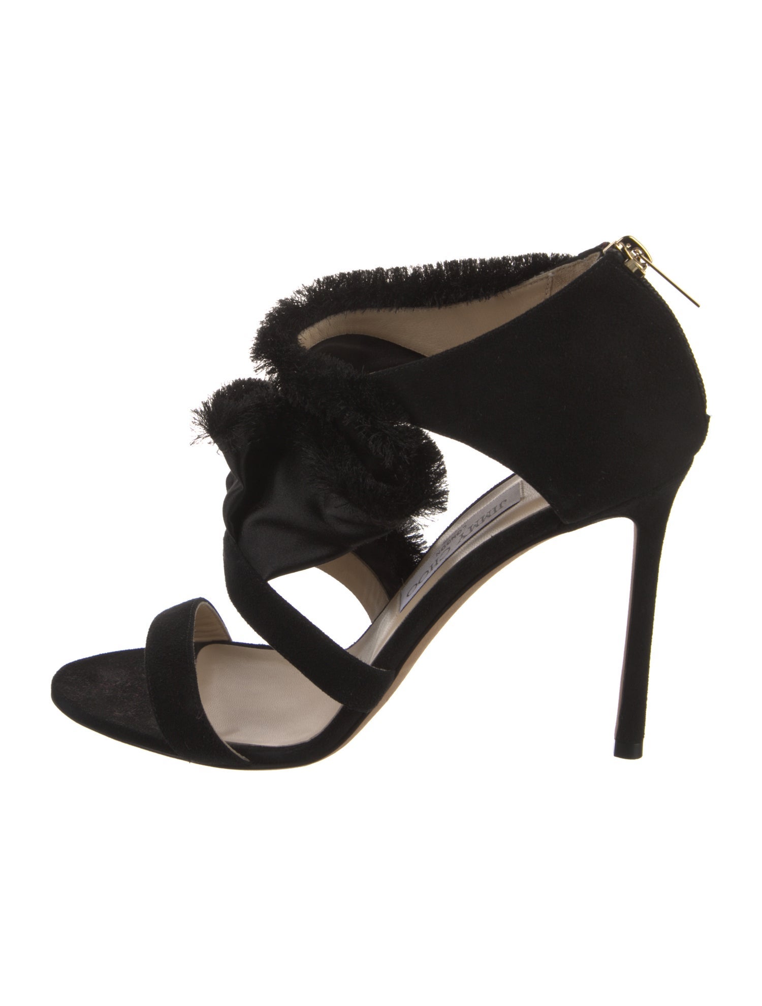 Jimmy Choo Suede Raw-Edge Trim Sandals