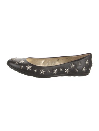 Jimmy Choo Leather Studded Accents Flats