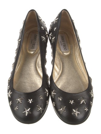Jimmy Choo Leather Studded Accents Flats