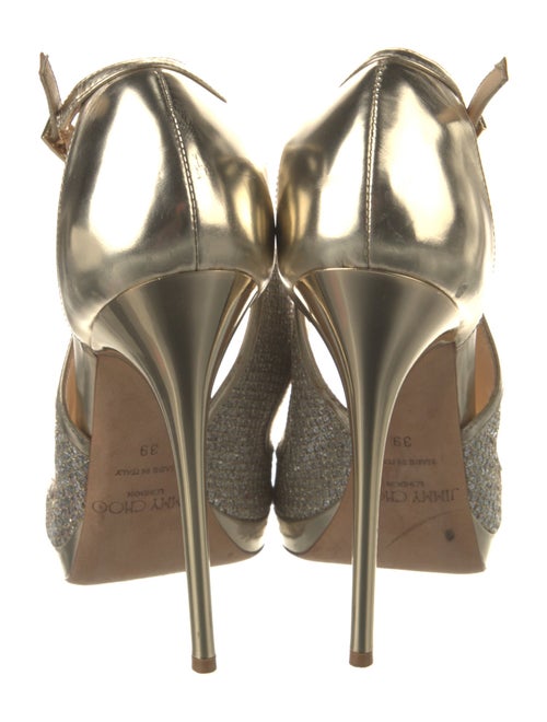 Jimmy Choo Leather Glitter Accents Slingback Pumps