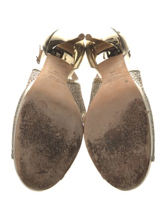 Jimmy Choo Leather Glitter Accents Slingback Pumps