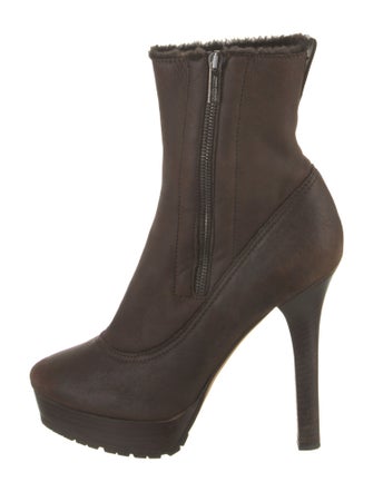 Jimmy Choo Leather Fur Trim Boots