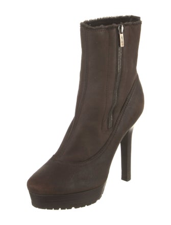 Jimmy Choo Leather Fur Trim Boots
