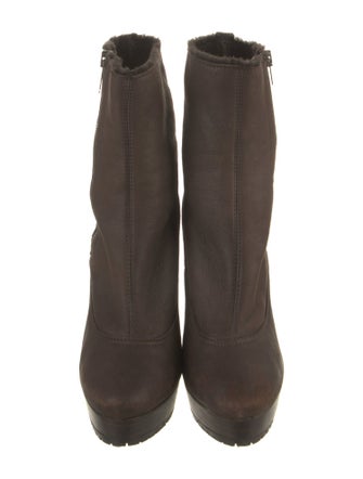 Jimmy Choo Leather Fur Trim Boots