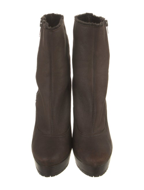 Jimmy Choo Leather Fur Trim Boots