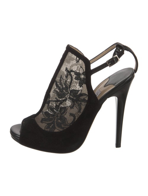 Jimmy Choo Suede Lace Pattern Slingback Pumps