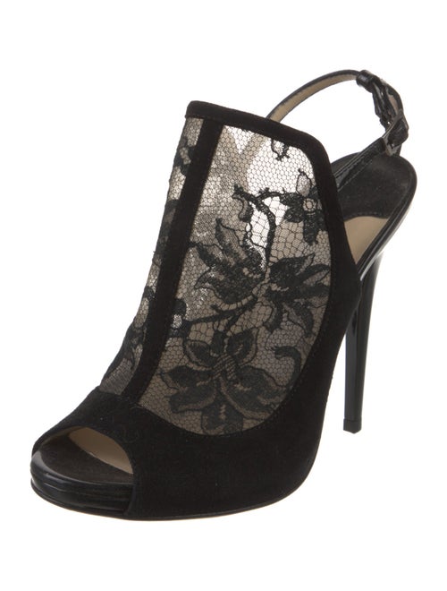 Jimmy Choo Suede Lace Pattern Slingback Pumps