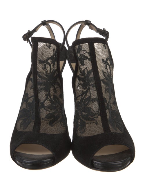 Jimmy Choo Suede Lace Pattern Slingback Pumps
