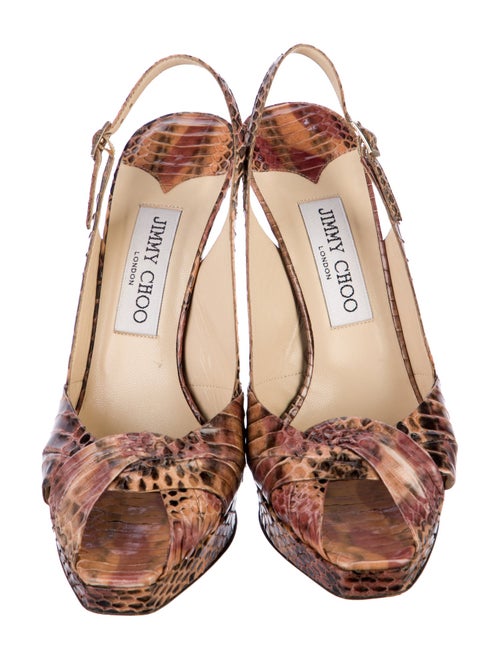 Jimmy Choo Snakeskin Animal Print Slingback Sandals