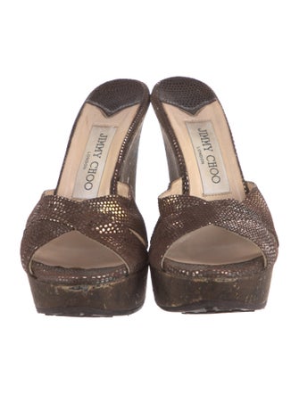 Jimmy Choo Suede Leather Trim Embellishment Slides