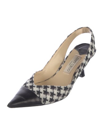 Jimmy Choo Felt Houndstooth Print Slingback Pumps