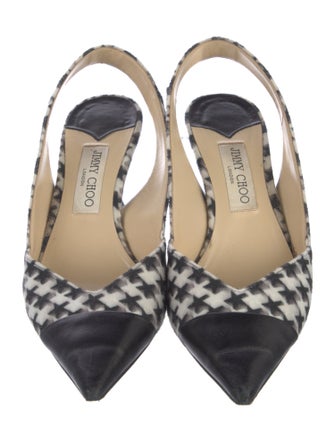 Jimmy Choo Felt Houndstooth Print Slingback Pumps