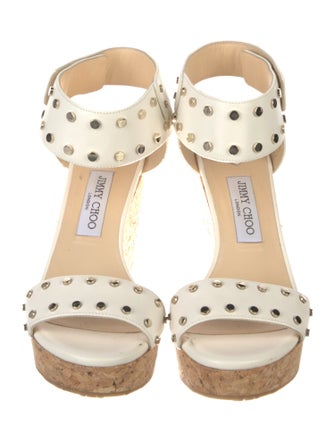 Jimmy Choo Leather Studded Accents Espadrilles