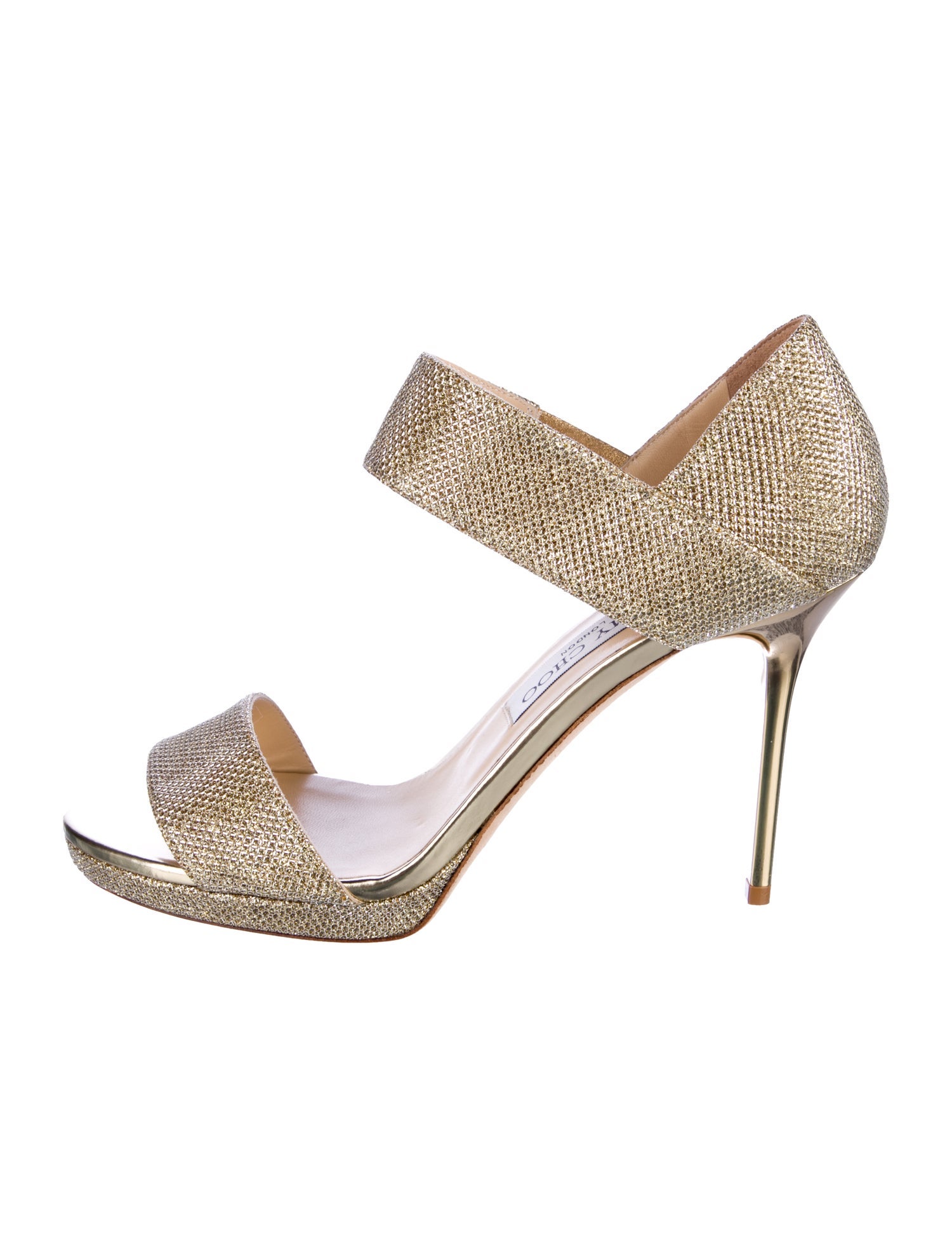 Jimmy Choo Leather Glitter Accents Sandals