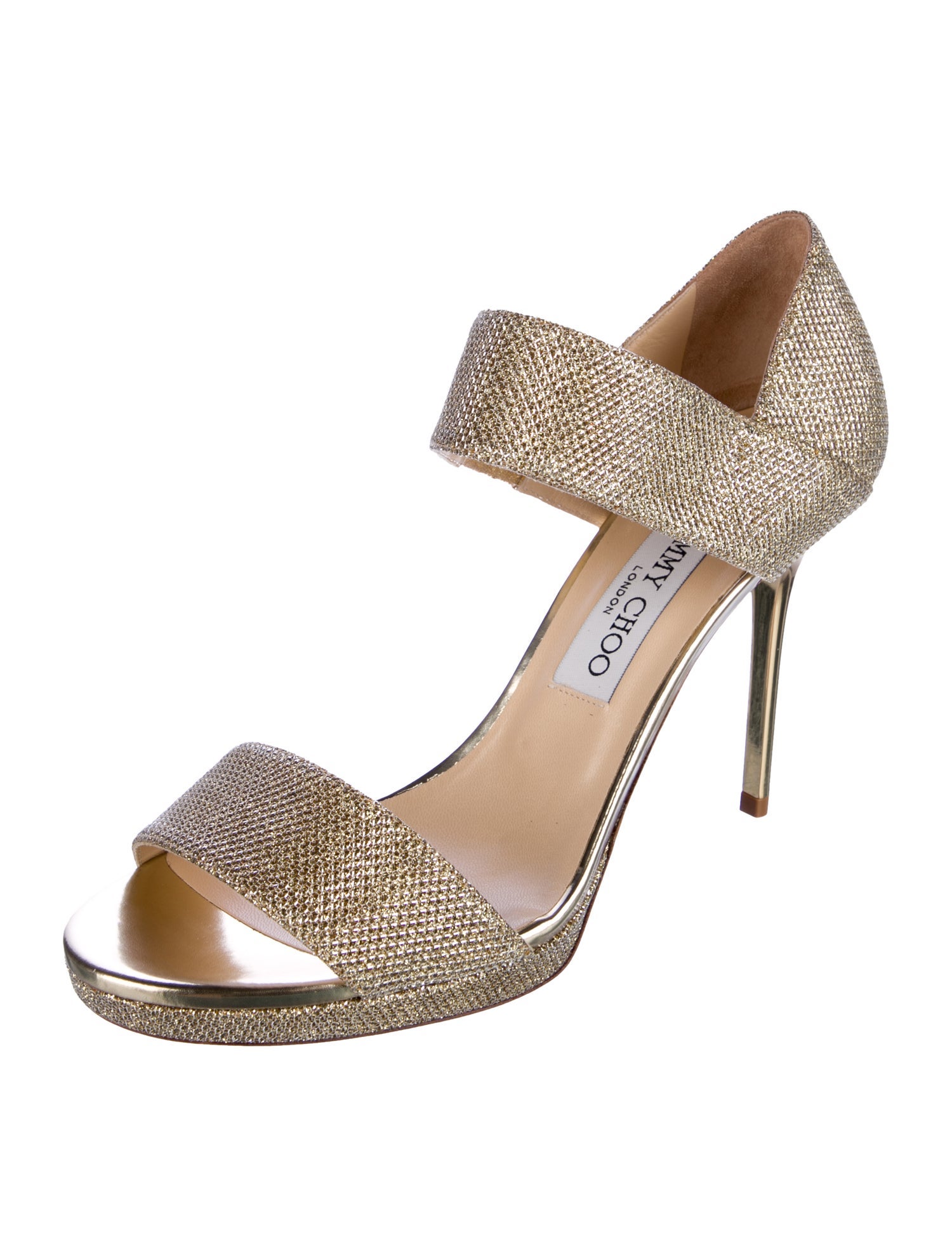 Jimmy Choo Leather Glitter Accents Sandals