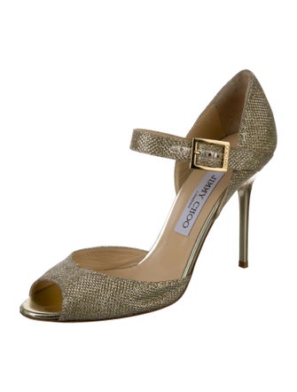 Jimmy Choo Leather Glitter Accents D'Orsay Pumps