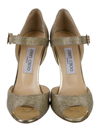 Jimmy Choo Leather Glitter Accents D'Orsay Pumps