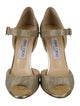 Jimmy Choo Leather Glitter Accents D'Orsay Pumps