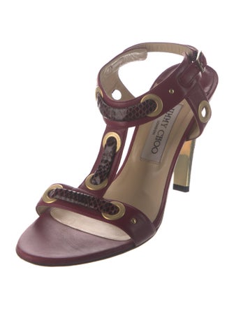 Jimmy Choo GG Embossed Leather T-Strap Pumps