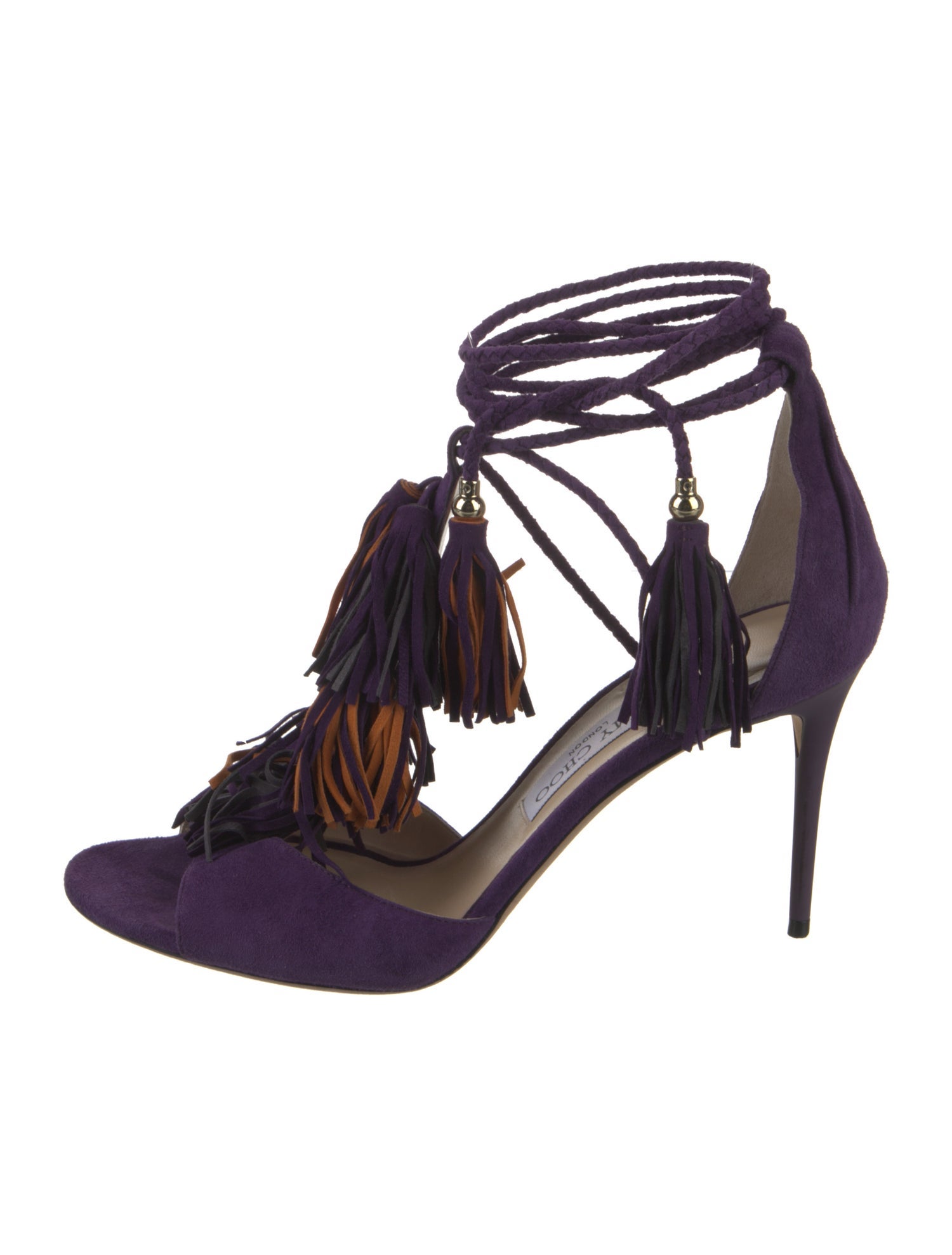 Jimmy Choo Suede Tassel Accents Gladiator Sandals