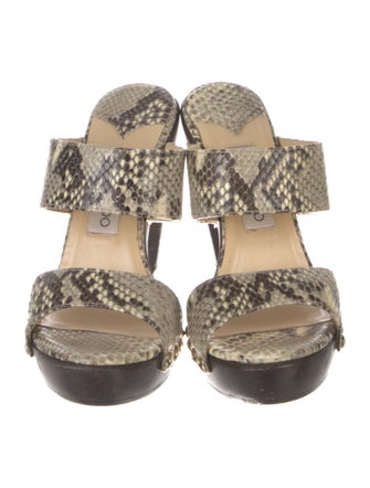 Jimmy Choo Embossed Leather Animal Print Slides