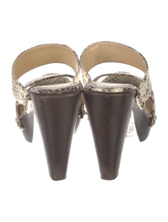 Jimmy Choo Embossed Leather Animal Print Slides
