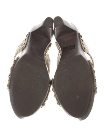 Jimmy Choo Embossed Leather Animal Print Slides