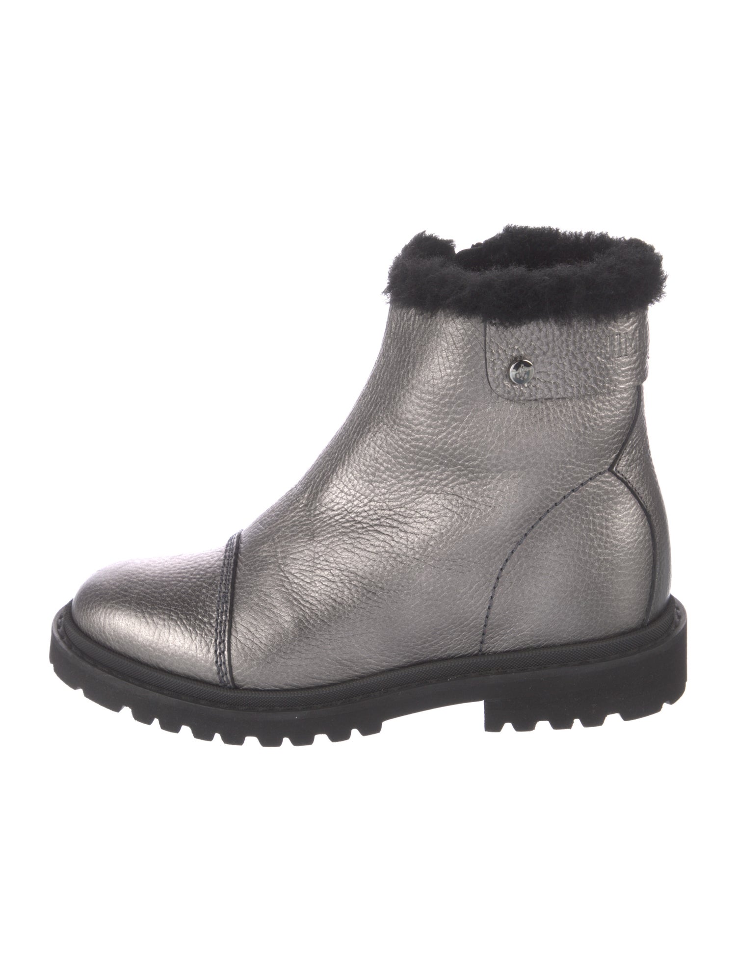 Jimmy Choo Leather Fur Trim Moto Boots
