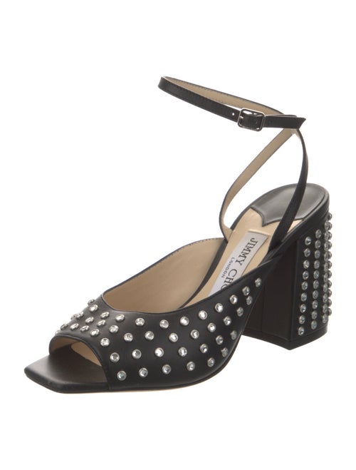Jimmy Choo Leather Crystal Embellishments Sandals