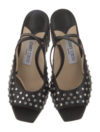 Jimmy Choo Leather Crystal Embellishments Sandals