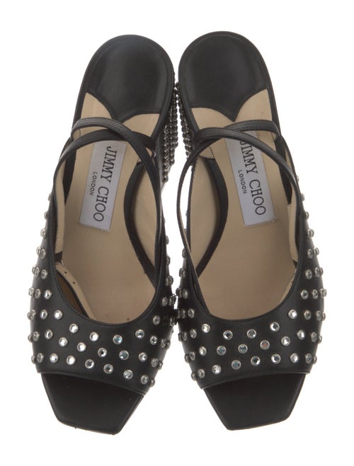 Jimmy Choo Leather Crystal Embellishments Sandals