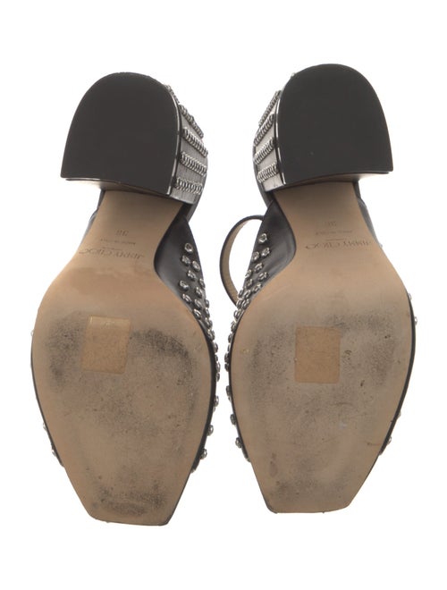 Jimmy Choo Leather Crystal Embellishments Sandals