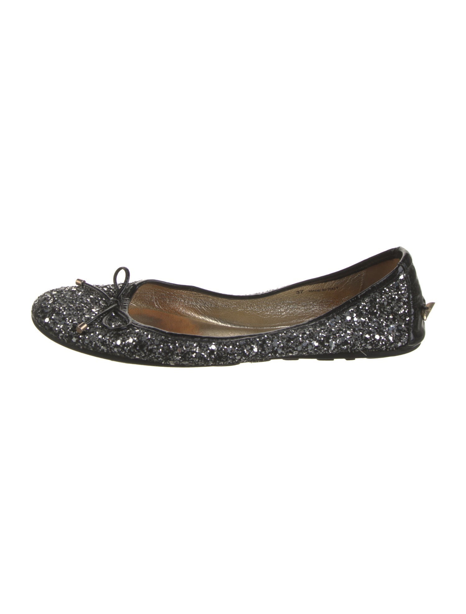 Jimmy Choo Glitter Bow Accents Ballet Flats