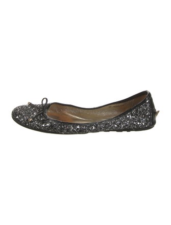 Jimmy Choo Glitter Bow Accents Ballet Flats