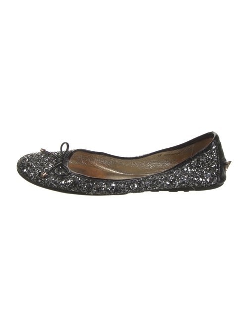 Jimmy Choo Glitter Bow Accents Ballet Flats