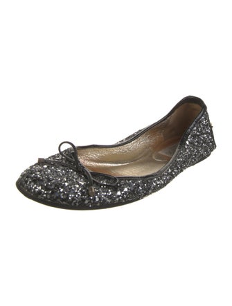 Jimmy Choo Glitter Bow Accents Ballet Flats