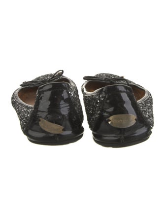 Jimmy Choo Glitter Bow Accents Ballet Flats