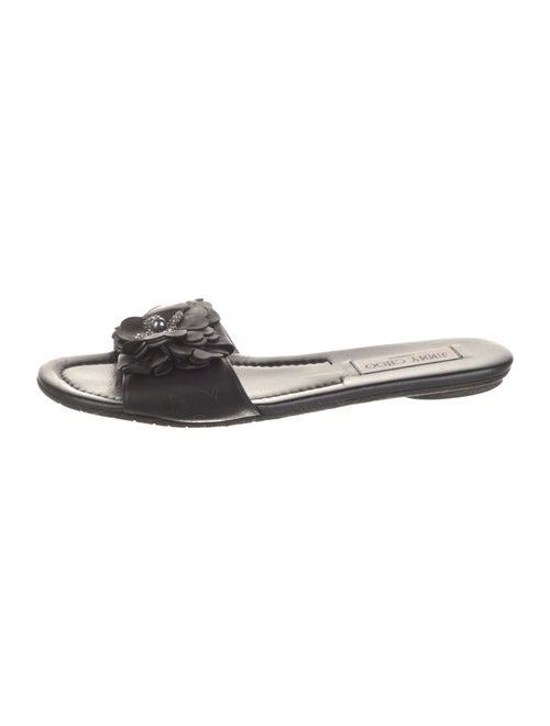 Jimmy Choo Leather Crystal Embellishments Slides