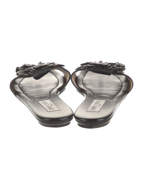 Jimmy Choo Leather Crystal Embellishments Slides