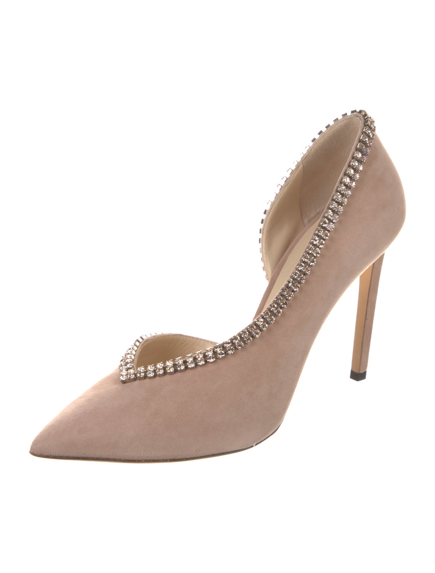 Jimmy Choo Suede Crystal Embellishments D'Orsay Pumps
